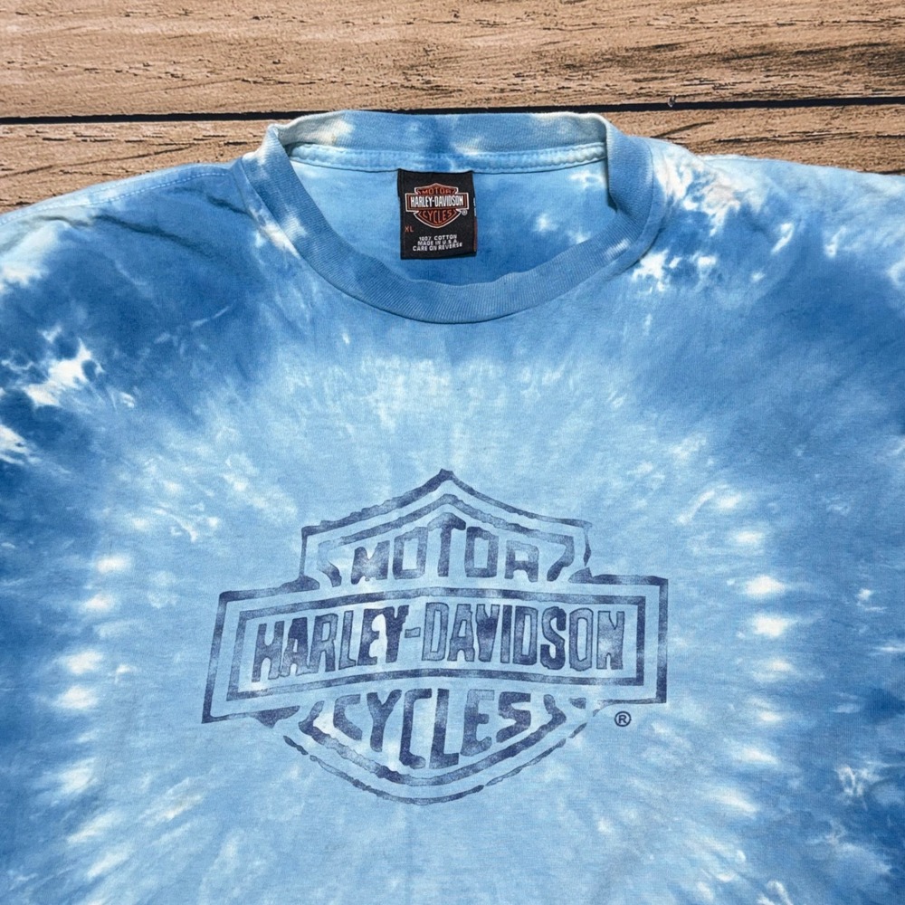 Harley-Davidson T-Shirt Mens XL Blue Tie Dye Savannah Georgia Biker Motorcycle - Picture 5 of 7